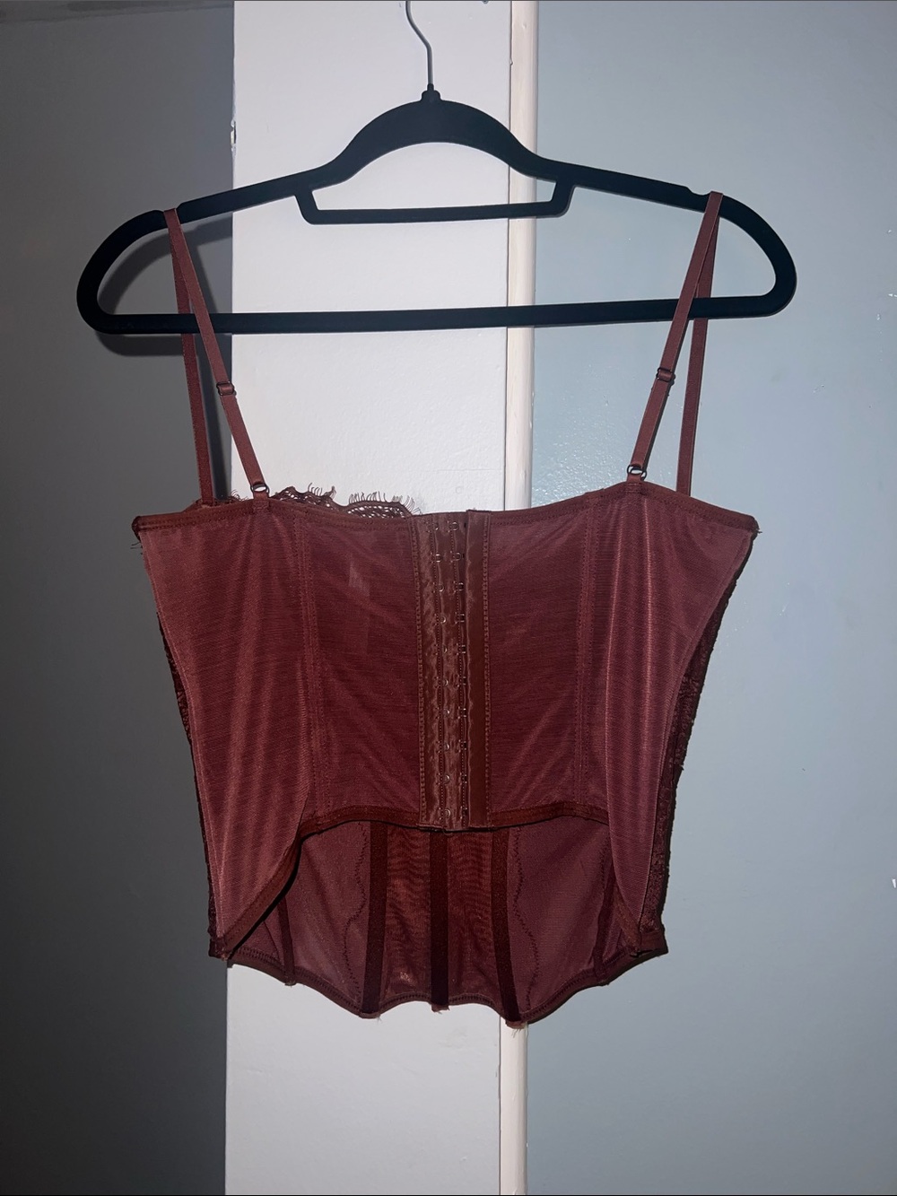 Urban Outfitters Rust-Brown Lace Corset Top - Picture 3 of 3